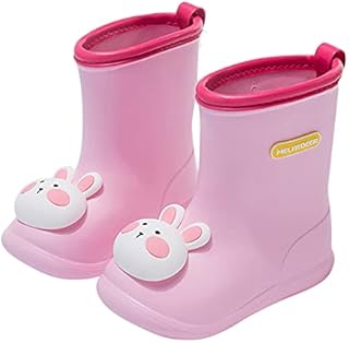 YONGFU Toddler Little Girls Boys Rubber Non-Slip Rain Boots Cartoon Waterproof Gardening Rain Shoes Boots Mud Boots 1-10Y (Green-6, 18-24Months)