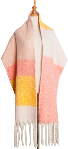 Wander Agio Winter Warm Scarf For Women Long Shawl Large Scarves Cold Weather Thick Blanket Scarfs Color Matching Yellow Pink 9 #TOP4