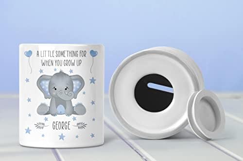 Baby Boy Gift Personalised Piggy Bank For Babies Elephant Decor Newborn Babies Boys Gifts Money Box Custom Name Savings Jar Decor Coin Box Money Bank Nursery Accessories Ceramic Keepsake