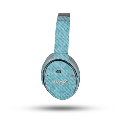 Image of MightySkins Carbon Fiber Skin Compatible with Bose QuietComfort 35 II Headphones - Baby Blue Jacquard | Protective, Durable Textured Carbon Fiber Finish | Easy to Apply