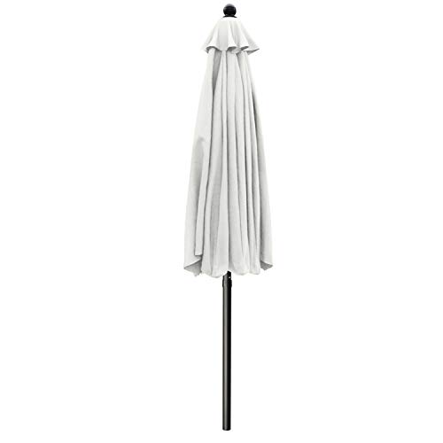 Image of ABCCANOPY 9ft Scalloped Patio Umbrella, Outdoor Table Umbrella with Tilt and Crank, Fiberglass Ribs Deck Umbrella for Patio, Pool, Garden, Picnic (Light Beige)