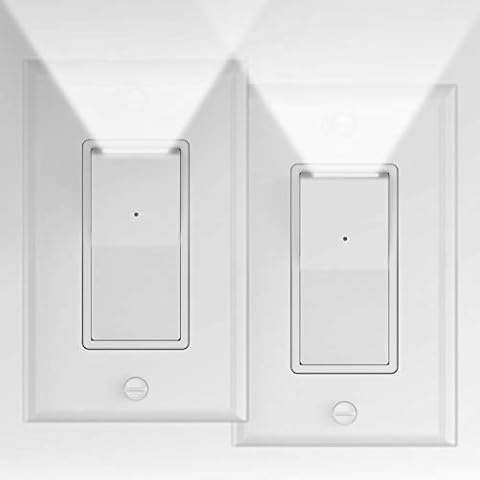 2 Pack Illuminated Light Switch with LED Night Light Cover