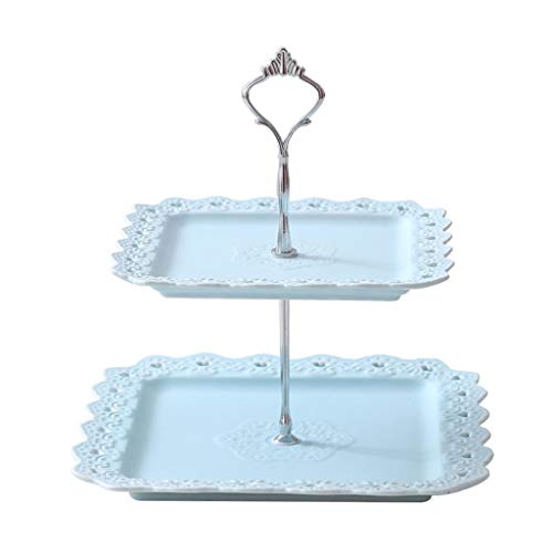 Gâteau stand fruit plate double couche plaque candy snack bleu