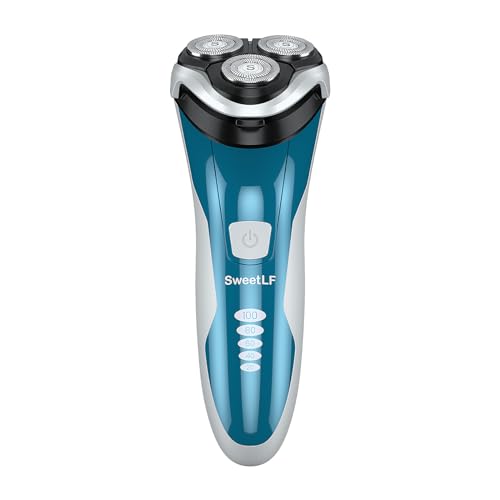 Image of SweetLF Electric Razor for Men with Pop-Up Trimmer, 100% Waterproof Electric Shaver, Rechargeable Cordless Shavers for Men, Type-C, 120Mins Runtime, Plug & Play (Dark Blue) (Blue&Silver)