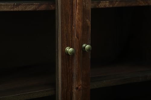 Image of Solid Wood Madrid Crockery Cabinet (S) | Display Cabinet with Sintered Stone Top | Finish- Scratch Resistant Tubaq