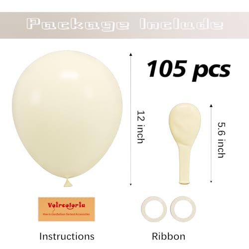 Image of Voircoloria 105pcs Ivory Balloons 12inch Party Latex Balloons for Boys Girls Birthday Baby Shower Gender Reveal Wedding Sunflower Party Decorations