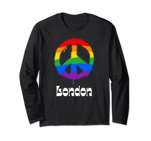 London Gay Pride LGBT LGBTQ Retro Groovy Rainbow Vintage Long Sleeve T-Shirt