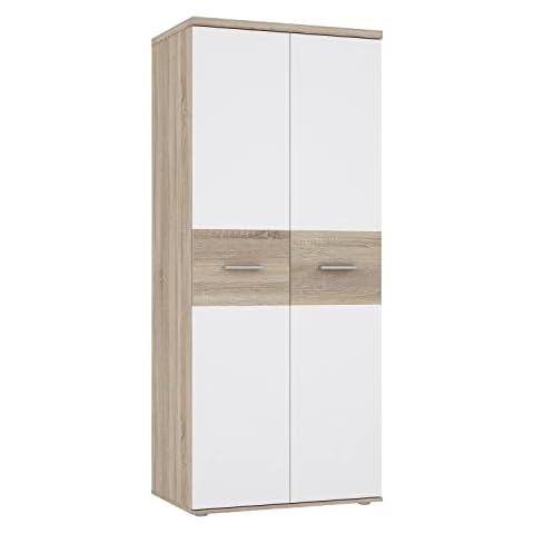 FORTE Winnie Kleiderschrank mit 2 Türen, Holzwerkstoff, Sonoma Eiche Cover