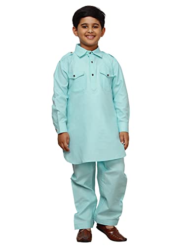 Image of Pro-Ethic Style Developer Kids Ethnic Wear Cotton Pathani Suit for Boys|Plain Kurta Pajama