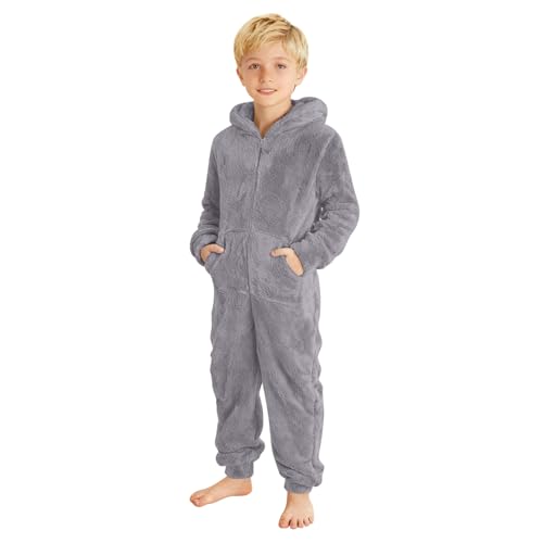 Fleece Schlafanzug Einteiler für Mädchen Jungen, Jumpsuit...