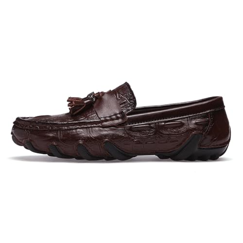 Men's Penny Loafers Moccasin Driving Shoes Fashion Crocodile Printed Slip On Flats Boat Shoes2