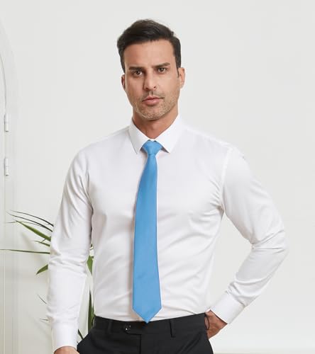 Image of DecTwig Men's Ties Solid Color Formal Neckties 3.15 inch (8CM) Black Ties For Men