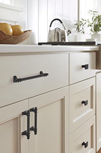 Image of Amerock | Cabinet Pull | Matte Black | 6-5 /16 inch (160 mm) Center to Center | Davenport | 1 Pack | Drawer Pull | Drawer Handle | Cabinet Hardware