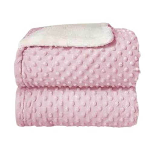 Cobertor Infantil com Sherpa Dots Rosa Claro Laço Bebê