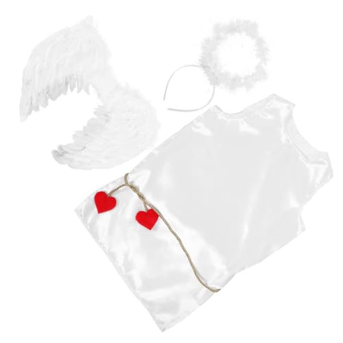BESPORTBLE Valentine's Day Cupid Costume for Boys with Wings and Headband Comfortable Cosplay Outfit for Parties Dress Up and School Performances
