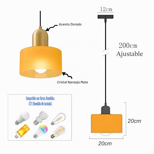 Lámpara de techo de vidrio naranja para iluminar mesas de comedor y dormitorios 3