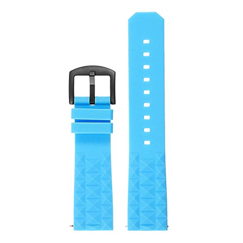 StrapsCo Super Waffle Silicone Rubber Quick Release Dive Watch Band Strap - Blue (Black Buckle) - 20mm