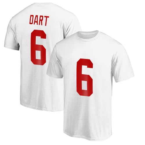 Jaxson Dart #6 New York Football Shirt Jersey 100% Cotton (US, Alpha, 4X-Large, White)