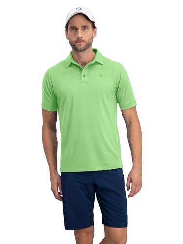 Image of Three Sixty Six Golf Shirts for Men - Dry Fit Short-Sleeve Polo, Athletic Casual Collared T-Shirt Neon Green