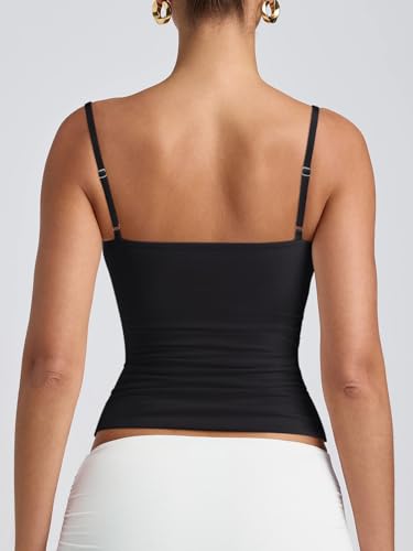 Image of PINKMSTYLE Women's Basic Double Lined Scoop Neck Tank Tops Adjustable Cami Tank Summer Sleeveless Tops
