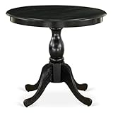 East West Furniture AST-BLK-TP Antique Modern Kitchen Table - a Round Dining Table Top with Pedestal Base, 36x36 Inch, Multi-Color