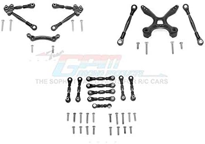 Aluminum Front & Rear Tie Rods With Stabilizer For C Hub + Whole Car Tie Rods For 1/10 Traxxas Ford GT 4-Tec 2.0 83056-4/4-Tec 3.0 93054-4 - 51Pc Set Black