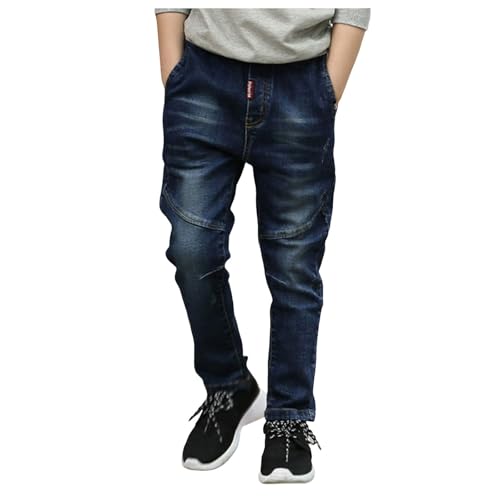Boys Jeans Kids Elastic Waist Skinny Fit Tapered Casual Denim Pants Vintage Stretch Jean Trousers with Pockets