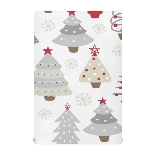 Moudou Christmas Tree Playard Sheet for Boy Girls, Soft Breathable Fitted Toddler Sheet for Standard Playard Bed Mattress, 39 x 27 x 5 Inch
