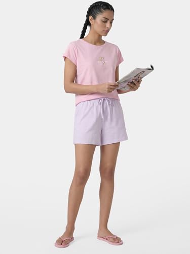 Image of Enamor Drawstring Mid Thigh Length Mid Rise Basic Shorts - Relaxed Fit, Super Soft Cotton - E062