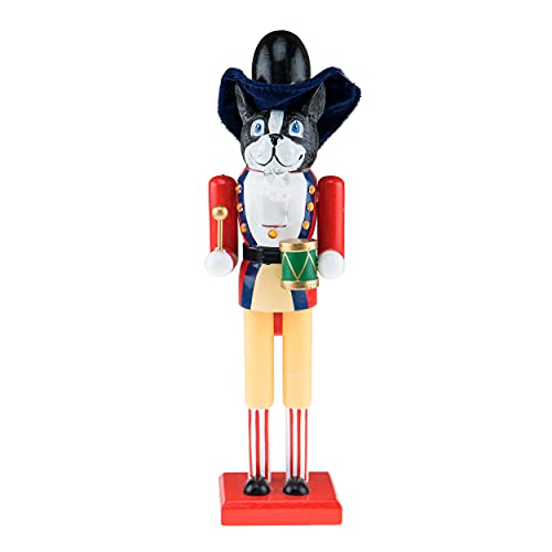 Clever Creations Drummer Dog 12 Inch Traditional Wooden Nutcracker, Festive Christmas Décor for Shelves and Tables