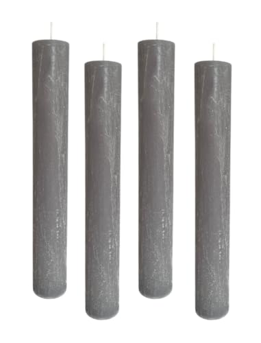 ukiyo 4er Pack Rustikale Stabkerzen H:24 cm Ø:3,4 cm - 24 Stunden...