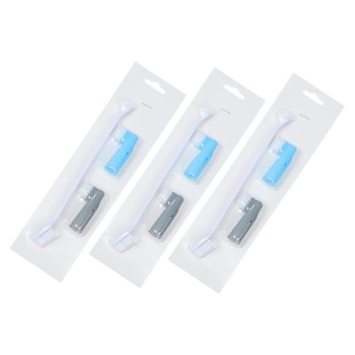 Toddmomy 3Pcs Double Head Dog Cat Toothbrushes and Finger Toothbrushes for Cleaning Promotes Fresh Breath and Healthy Teeth
