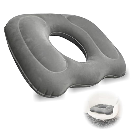 gvivej Almohada Inflable Tipo Dona, Cojín Ortopédico Gris para Asiento, Almohada para Hemorroides, Cojín Multifuncional, Asiento para Silla de Ruedas, Silla de Oficina