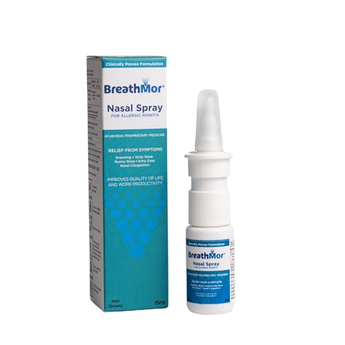 BreathMor Nasal spray for ALLERGY | Clinically Backed | Ayurvedic| Cinnamon Bark Extract | Non-Drowsy | Relieves Sneezing, Itchy Nose, Runny Nose, Itchy Eyes, and Nasal Congestion (15ml)