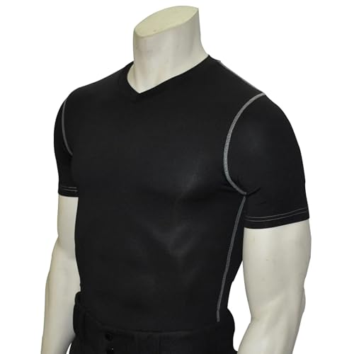 Smitty BKS-411 Black Compression Short Sleeve Referee Basketball Wrestling Official NFHS (Large)