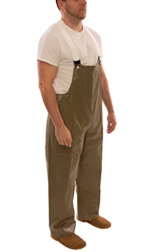 Image of TINGLEY O12008 Magnaprene Flame-Resistant Waterproof Overalls, Medium | Taped seams for 100% waterproof protection, Stitched seams, Neoprene on nylon plain front overalls, Olive Drab