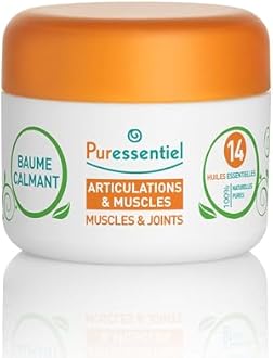 Puressentiel Muscle and Joints Balm - Essential Oil and Shea Butter Balm for Back and Neck Massage - Dye-Free, No Preservatives - 1.01 oz