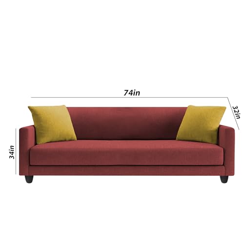 Image of Casaliving Dominic 3 Seater Sofa Set for Living Room (Maroon Fabric) Premium Fabric Sofa