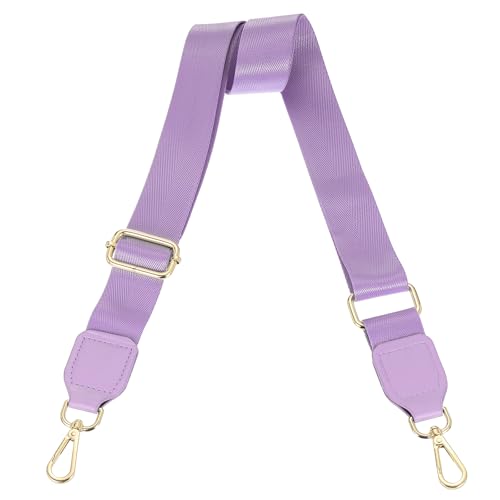 Image of uxcell Wide Shoulder Strap, 3.8cm Adjustable Purse Strap Replacement Crossbody Strap for Shoulder Bag Handbag, Light Purple, Gold Square Mouth Buckle