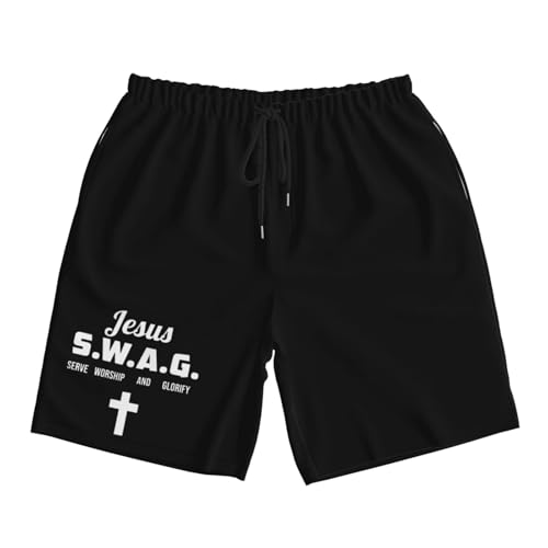 Jesus Serve Worship and Glorify Mens Swim Trunks Quick Dry Board Shorts 7" - Hawaii Beach Swimwear2