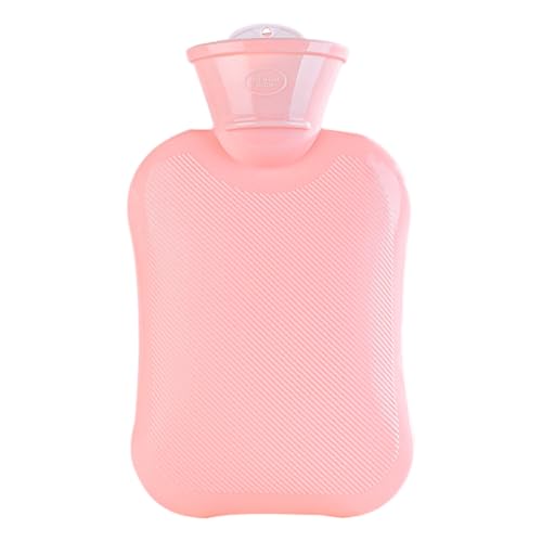 Rubber Hot Water Bottle, Hot Compress, Pain Relief from Headaches, Cramps, Arthritis, Back Pain, Sore Muscles, Injuries, Hand Warmer Thickened Cute Portable Hot Water Bag (Pink 1000ML)