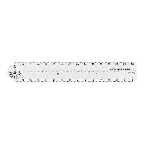 デザインフィル ミドリ 定規 30cm マルチ定規 透明 42266006 本体サイズ:h25xw165xd5mm/18g