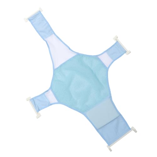 OFFSCH 調節可能な十字型ベビーバスネット 新生児 乳児用メッシュ浴槽サポート 防滑設計で 性向上 ブルーお風呂用品 多目的ベビーシャワー