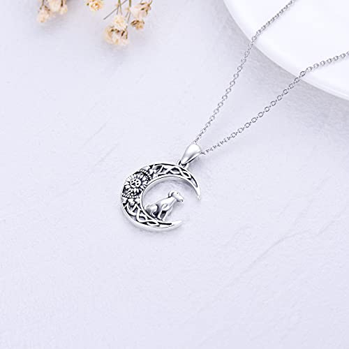 Rmrewy Dog Necklaces 925 Sterling Silver Crescent Moon Sunflower Necklace Dog Paw Jewelry Mother's Day Gifts For Women Mom #TOP4