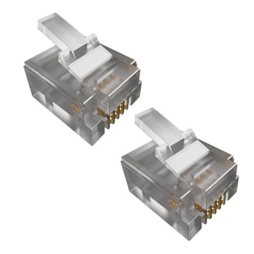 rhinocables - RJ11 Crimp Plugs | Enhance Home & Office Communication | Gold Pin Conductivity | Easy DIY Installation | Versatile Use | Unshielded for Standard Applications, 2 Pack
