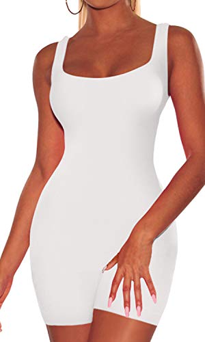 Enggras Women Yoga Sport Scoop Neck Sport Bodycon Tank Jumpsuits Beach Summer Short