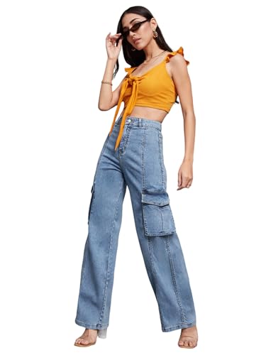 Jean jambe large extensible avec poches plaquées pour un confort optimal au quotidien