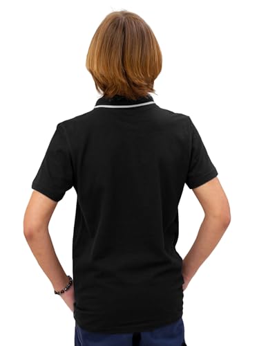 MOR Jungen Poloshirt (Color, Size), 100% Baumwolle, Kurzarm, Basic Farben, Schulshirt, Größen 110–176 (5–15 Jahre) (DE/NL/SE/PL, Numerisch, 164, 170, Regular, Schwarz/Weiß)