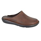 Roamers M487 Mens Leather Stitch Down Clog Slipper (Brown, UK Footwear Size System, Adult, Men, Numeric, Medium, 10)
