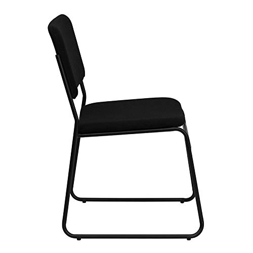 Flash Furniture Hercules Series 500 Lb. Capacity High Density Black Fabric Stacking Chair With Sled Base #TOP3